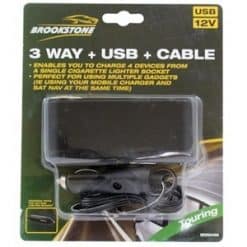 Brookstone 3 Way Adaptor 12v + USB - Image