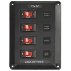 Blue Sea Panel Below Deck 12v DC CB 4 Pos - Image