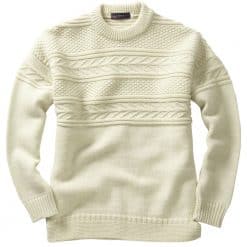 Crew Neck Guernsey Sweater - Ecru