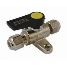 Gas Ball Valve Foot Mount 1/4" x 1/4" - GAS BALL VLV F/MNT 1/4"X1/4"