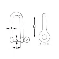 Long D Shackle Stainless Steel - Image