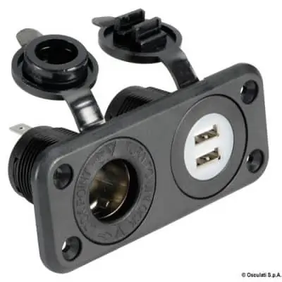 Osculati Lighter Socket With Double USB - OSCULATI LIGHTER PLUG DOUBLE U