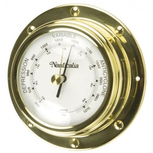 Rivet Style Brass Barometer, 98mm - Image