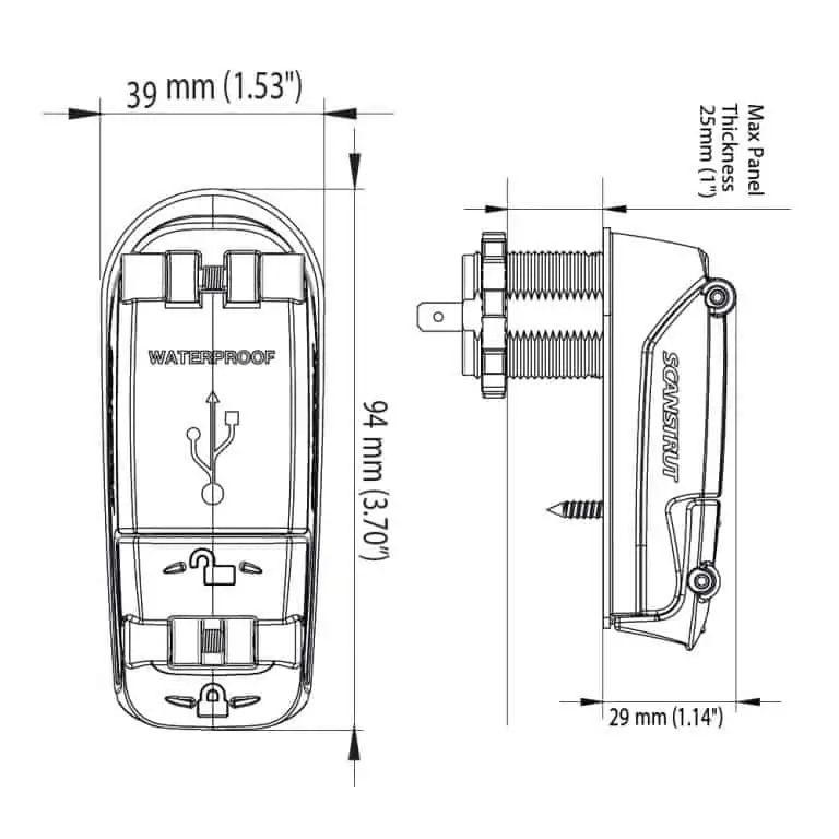 Rokk Charge+ Dual USB Socket - Waterproof - Image