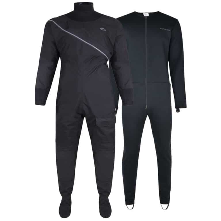Typhoon Beadnell Ezeedon Drysuit with Free Fleece Undersuit - Black / Grey