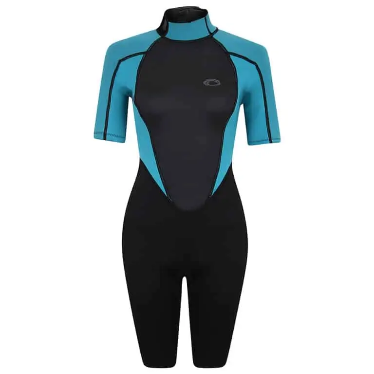 Typhoon Storm3 Shorty Wetsuit For Women Back Zip - Black / Aqua