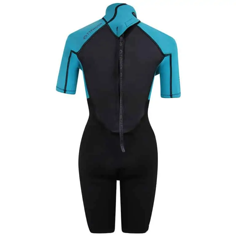 Typhoon Storm3 Shorty Wetsuit For Women Back Zip - Black / Aqua