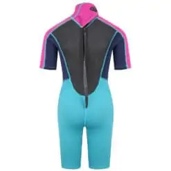 Typhoon Storm3 Shorty Wetsuit For Youth - Aqua / Fuchsia / Navy