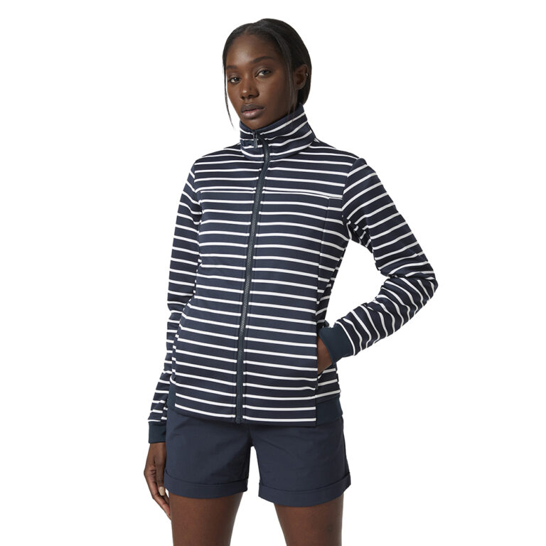 Helly Hansen Womens Crew Fleece Jacket - Navy Stripe