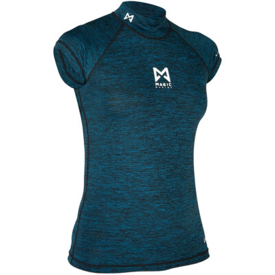 Magic Marine Cube Womens Short Sleve Rash Vest - Blue Melee