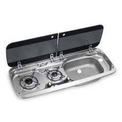 Dometic 2 Burner Hob & Sink With Glass Lid - Image