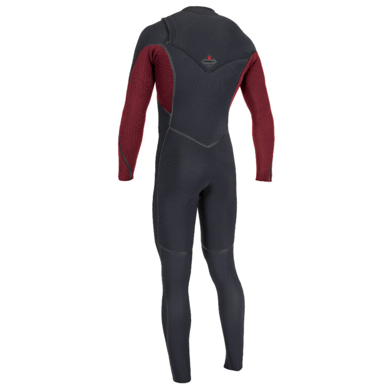 O'Neill Mens Hyperfreak Fire 5/4mm Chest Zip Full Wetsuit - Black / Dark Red