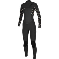 O'Neill Womens Epic 5/4mm Chest Zip Full Wetsuit - Black/Cindy Daisy