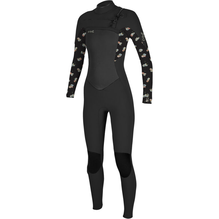 O'Neill Womens Epic 5/4mm Chest Zip Full Wetsuit - Black/Cindy Daisy