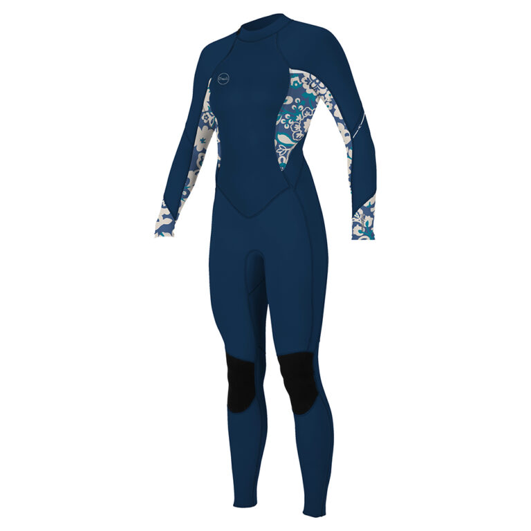 O'Neill Women's Bahia 3/2mm Back Zip Full Wetsuit - French Navy / Cristina Floral