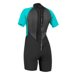 O'Neill Women's Reactor-2 2mm Back Zip Short Sleeve Wetsuit - Black / Light Aqua
