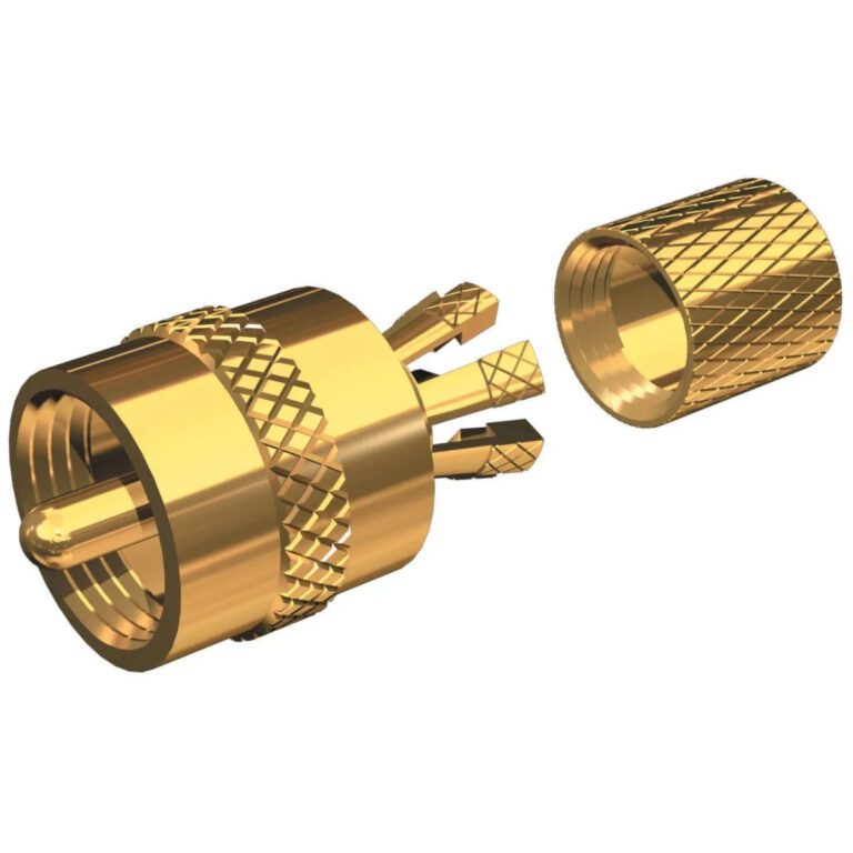 Centerpin Solderless PL259 Connector, RG8X or RG58/AU - Gold - Image