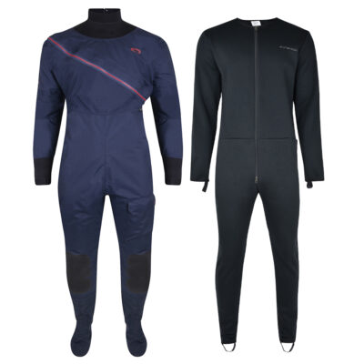 Typhoon Ezeedon 2.0 Front Entry Drysuit with Free Fleece Undersuit - Navy / Maroon
