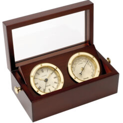 Brass Clock and Barometer Set in Box - Image