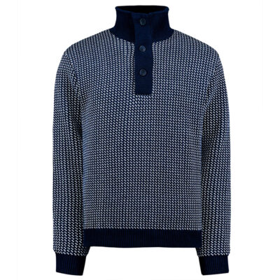 Holebrook Ingvar T-Neck Windproof Sweater - Navy / Off White (Jacquard)