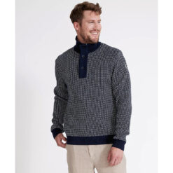 Holebrook Ingvar T-Neck Windproof Sweater - Navy / Off White (Jacquard)
