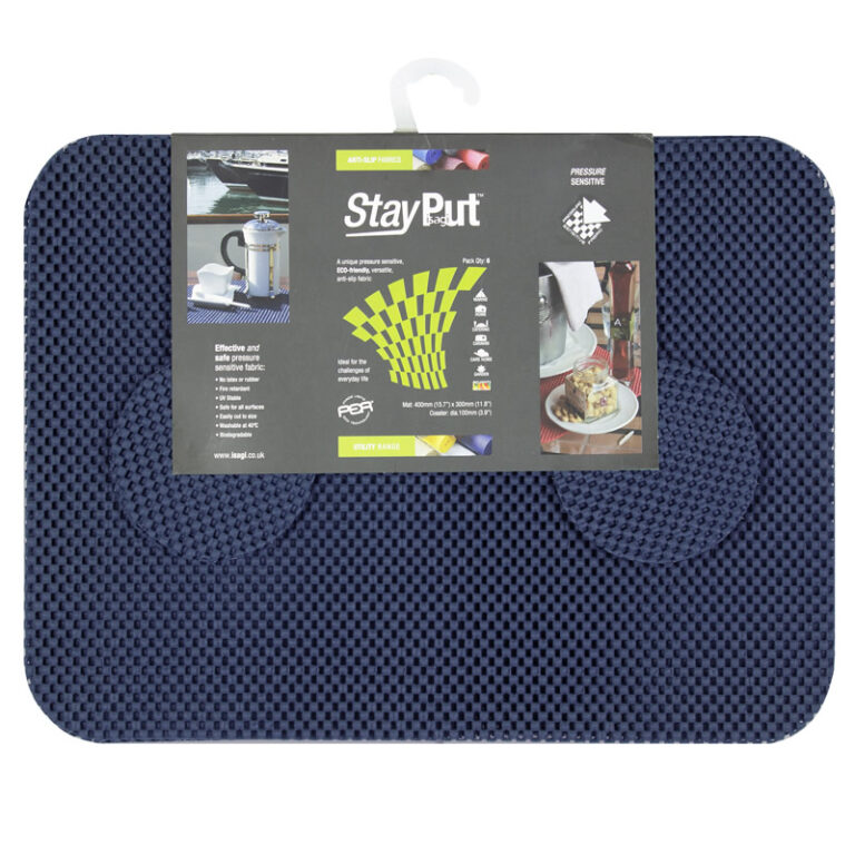 Stay Put Table Mat - Set of 6 Mats and Coasters - Indigo