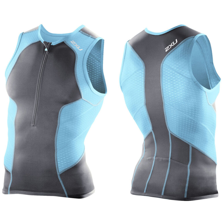 2XU Perform Tri Singlet - Charcoal/Pacific Blue - Size S - Image