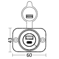 Osculati A-type USB plug + C-type - Image