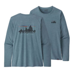 Patagonia Womens Long Sleeved Capilene Cool Daily Graphic T-Shirt '73 Skyline - Light Plume Grey - Size S - Image