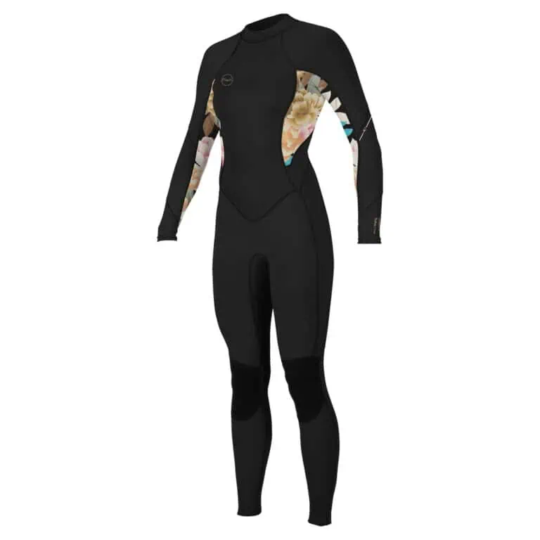 O'Neill Women's Bahia 3/2mm Back Zip Full Wetsuit - Black/MikahFloral/Black