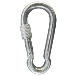 AquaMarine Snap Carabiner / Carbine Hook with Screw Lock - Sprung Bar Close AISI 316 Stainless Steel. - Image