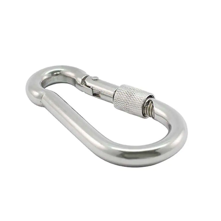 AquaMarine Snap Carabiner / Carbine Hook with Screw Lock - Sprung Bar Close AISI 316 - Image