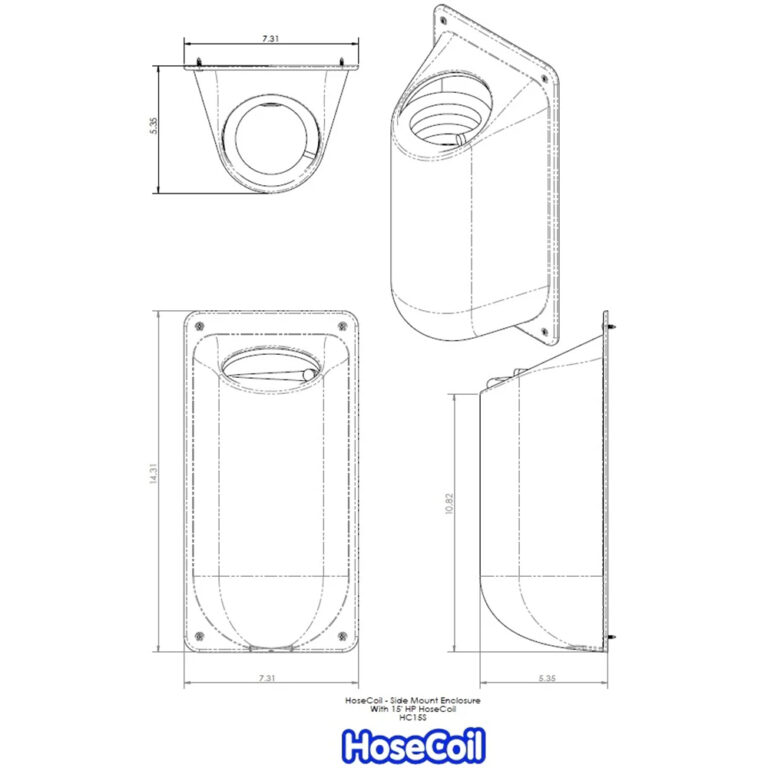 Hosecoil Side Mount Enclosure With 15 Foot Coil Hose and Nozzle - Image