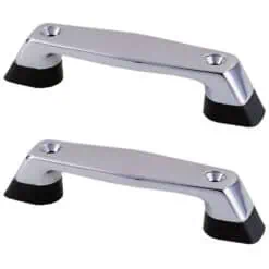 Perko Handle (Pair) - Chrome Plated Zinc Alloy & Black Plastic - Image