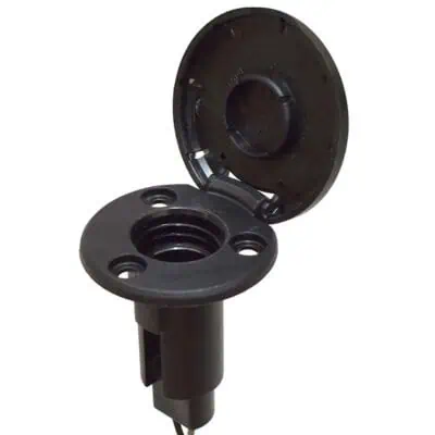 Attwood Light Pole Base 2 Pin - Black with Stainless Steel Cover - Image