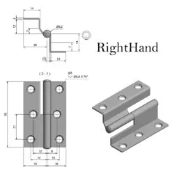 Roca Marine Lift-Off Brass Hinge 55x35 - Image
