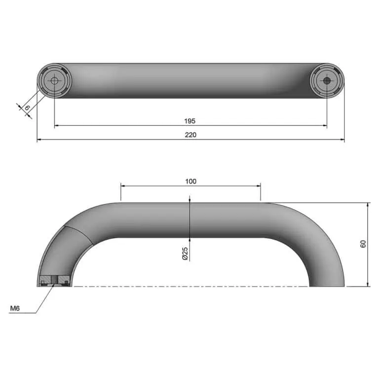 Roca Marine Rounded Handrail Stainless Steel - Short - Image