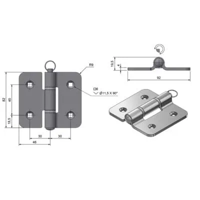 Roca Marine Heavy-Duty Hinge - 82x92 - Image