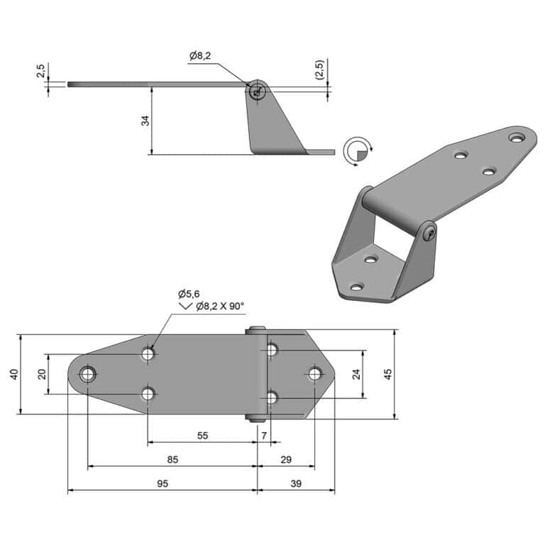 Roca Marine Hinge, offset 40x137 - Image