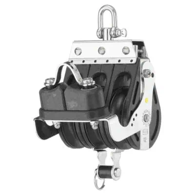 Sprenger S-Block Mainsheet Sliding Bearing 12mm - 3 Sheaves, Swivel, Becket, Cam Cleat - Image